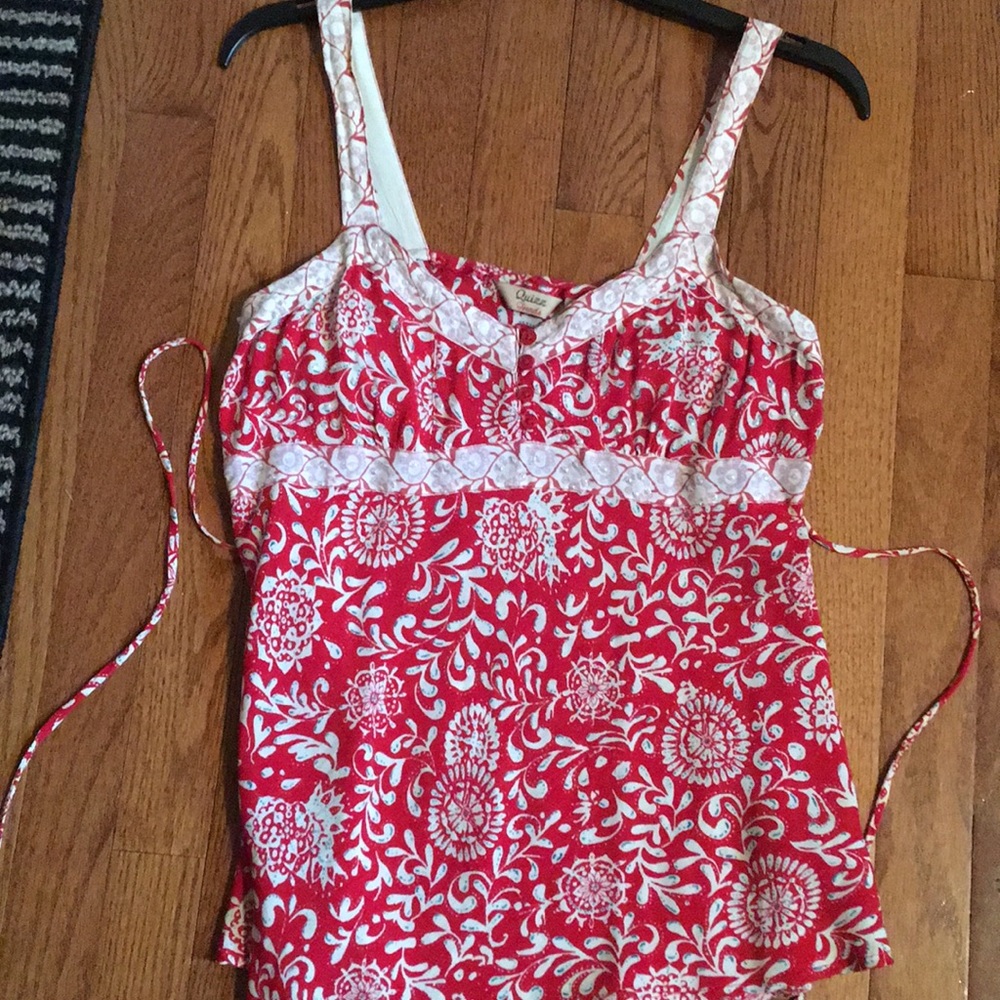 Strappy red and sequined camisole top